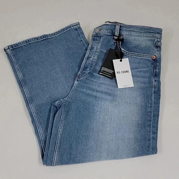 Re/Done High Rise Wide Leg Crop - Blazed Indigo - Picture 2 of 15